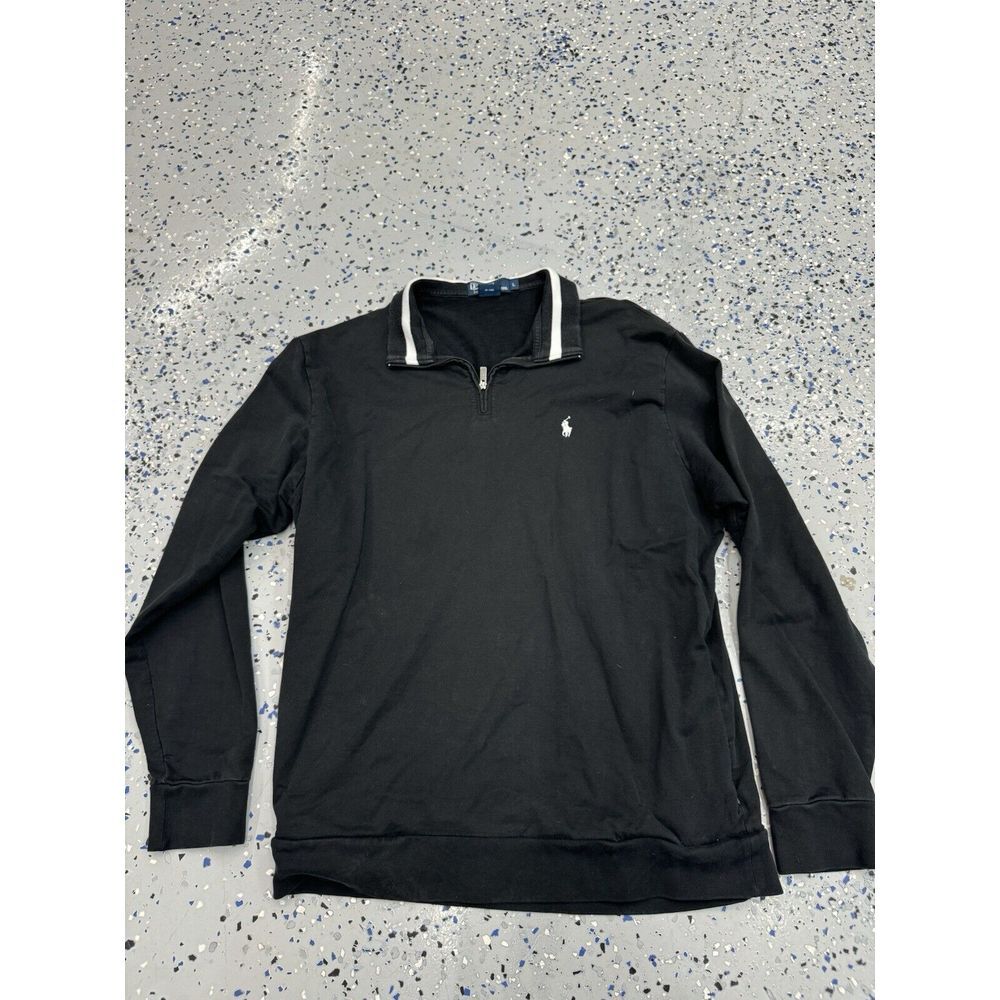 Polo Ralph Lauren Men's 1/4 Zip Sweater Long Sleeve Pima‎ Cotton Black Large